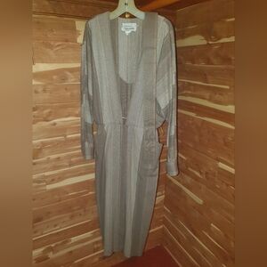 Vintage Jackie Bernard For Eklektic Grey Striped Dress With Pockets And Belt